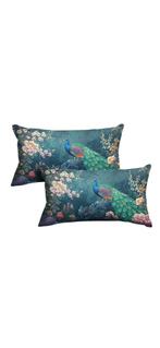 NIEUW !! Twee superleuke kussenhoesjes met pauw, Ophalen of Verzenden, Nieuw, Overige kleuren, Rechthoekig