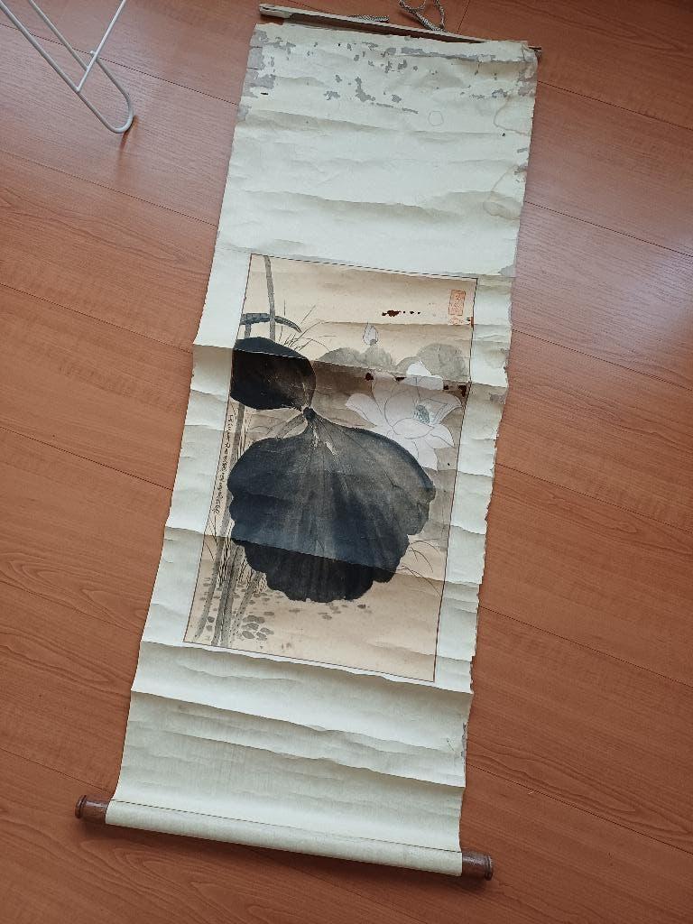 Vintage oude Japanse inkt kunst op scroll, Ophalen of Verzenden