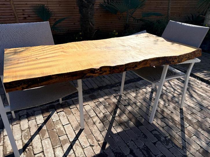 Boomstam blad, Huis en Inrichting, Tafels | Eettafels, Gebruikt, 100 tot 150 cm, 50 tot 100 cm, Rechthoekig, Ophalen