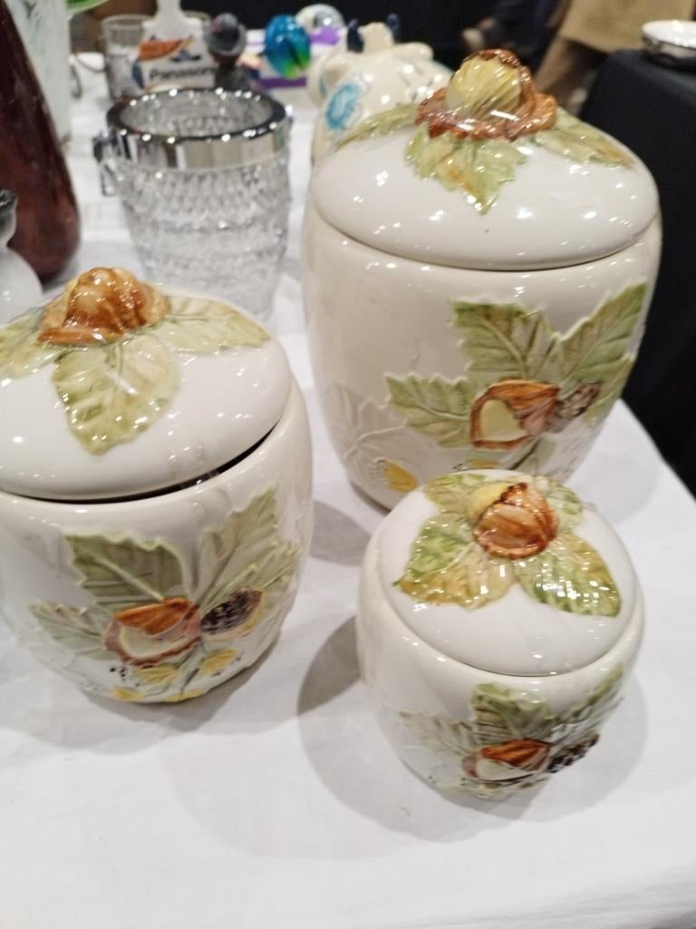 Vintage keramische voorraadpotten set, Antiek en Kunst, Antiek | Keramiek en Aardewerk, Ophalen of Verzenden