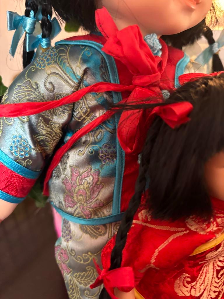 Vintage Chinadolls 1996 Moeder & Baby Pop - Chinese Kleding, Verzamelen, Poppen, Ophalen of Verzenden, Gebruikt, Pop