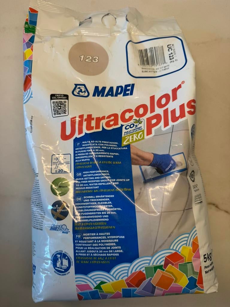 Mapei Ultracolor Plus 5kg  Kleur: 123 -oud wit/ancient white, Overige typen, Nieuw, 10 m² of meer, Overige materialen