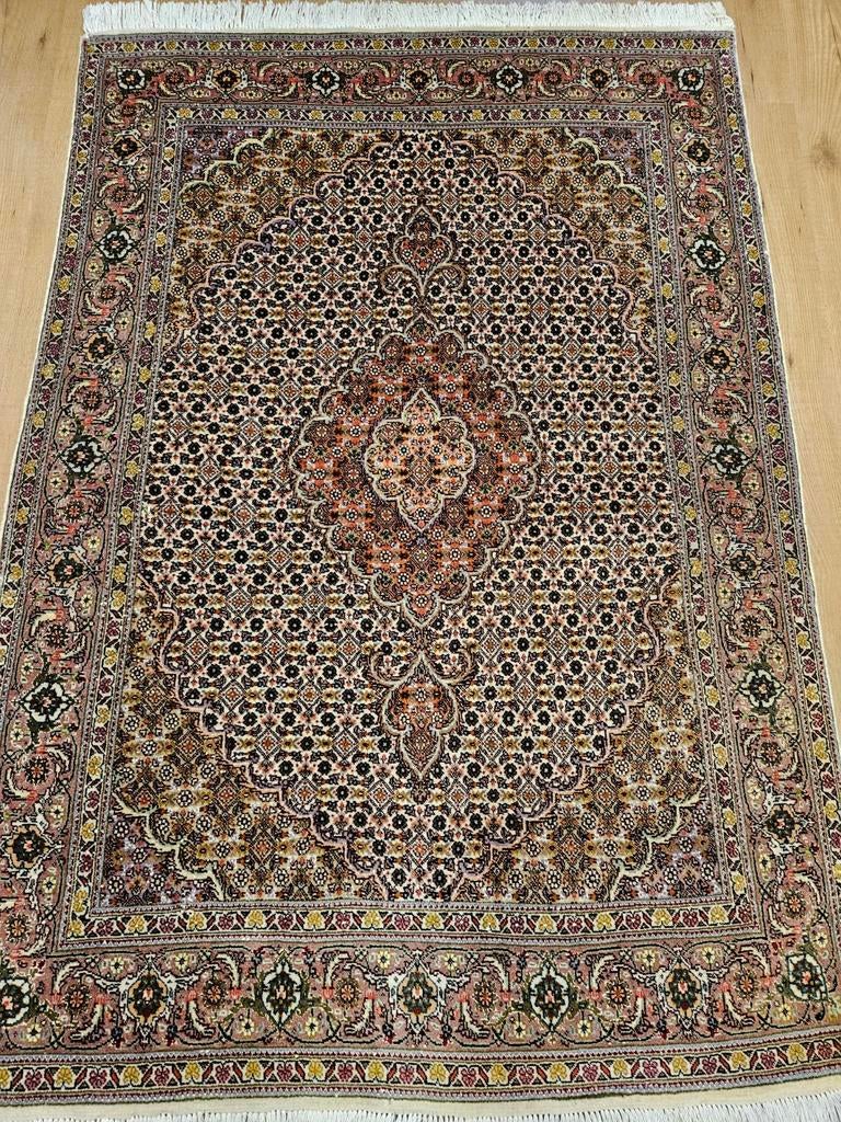 Vintage handgeknoopt perzisch tapijt tabriz 50raj 158x104, Info@SlatsAntiek.nl, 100 tot 150 cm, Perzisch, Ophalen of Verzenden