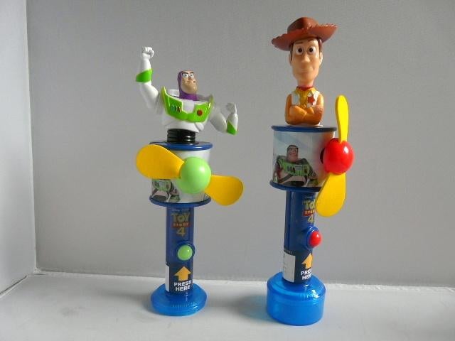 Toy Story # 2 x ventilator met Buzz en Woody, Verzamelen, Disney, Ophalen of Verzenden, Overige figuren, Zo goed als nieuw, Beeldje of Figuurtje