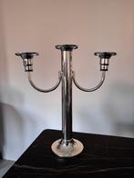 Leuke zilverkleurige kandelaar 3-arms, Ophalen of Verzenden, Koper of Brons