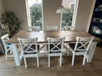 Robuuste eetkamertafel 240x96, incl. stoelen, Ophalen, Gebruikt, 6 tot 8 stoelen