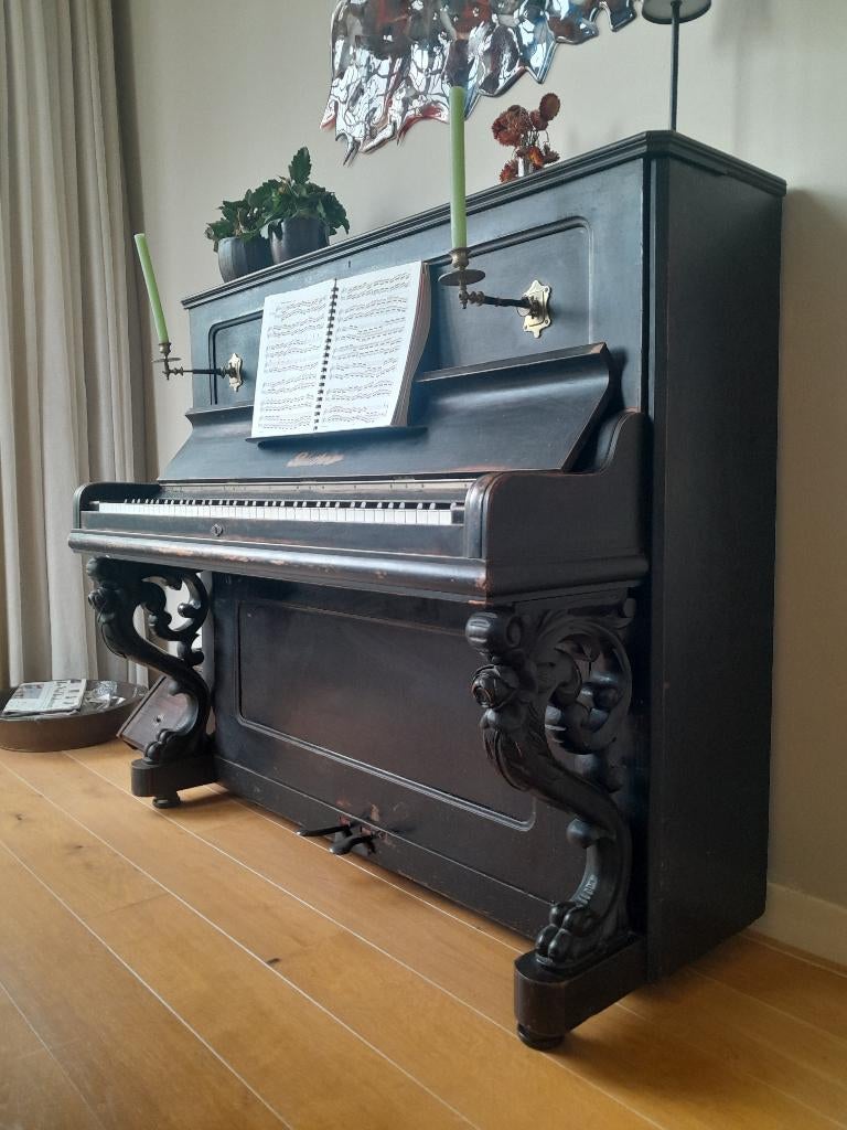 zwarte piano, merk Blüthner, Muziek en Instrumenten, Piano's, Ophalen, Gebruikt, Zwart, Piano