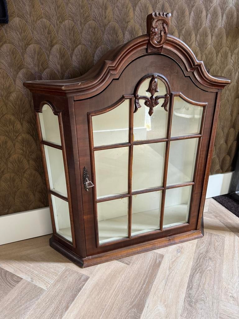 Antieke Vitrinekast - Charmante Wandkast met Glas, Ophalen