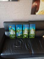 4x vintage  Aziatische  geseden parelmoer  muurhanger, Ophalen of Verzenden