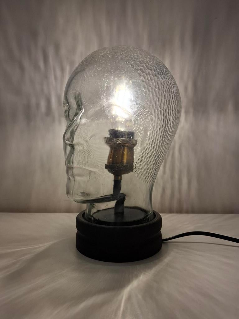 Lamp van glazen hoofd, Ophalen of Verzenden, Nieuw, Glas, Minder dan 50 cm