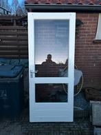Houten deur met enkel glas, Ophalen, Gebruikt, 200 tot 215 cm, Glas