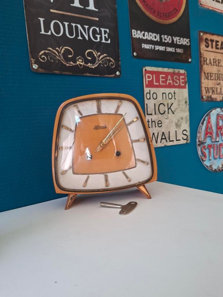 Vintage Hermle Pendule Klok - Werkend, Inclusief Sleutel, Ophalen of Verzenden
