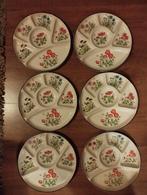 6 Vintage Bloemen Borden - Servies met Bloemmotief, Gebruikt, Keramiek, Ophalen of Verzenden, Bord(en)