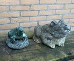 Betonnen waterspuwers, kikkers, tuinbeelden, vijver, Ophalen of Verzenden, Gebruikt, Beton, Dierenbeeld