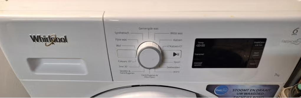 Whirlpool 7kg wasmachine met stoomfunctie, Witgoed en Apparatuur, Ophalen, Gebruikt, Minder dan 85 cm, Voorlader