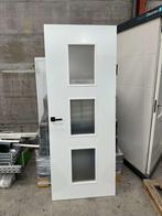 Witte binnendeur met glas 83x201,5 Stomp met melkglas OUTLET, Niet ingevuld, 80 tot 100 cm, Binnendeur, Niet ingevuld