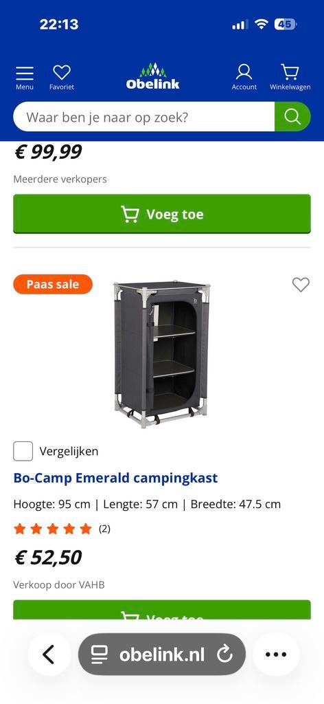 Bo-Camp Emerald campingkast, Ophalen, Gebruikt