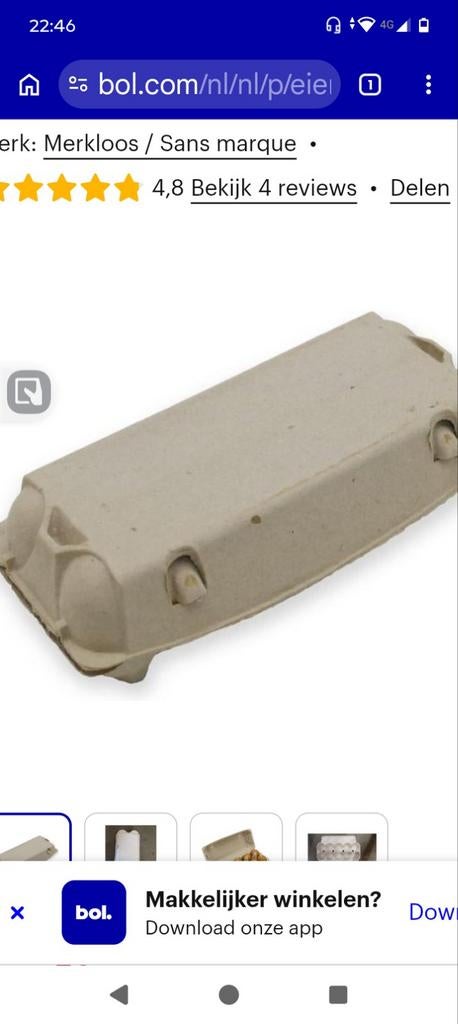 Gevraagd lege eierdozen.  Inhoud 10 stuks, Ophalen