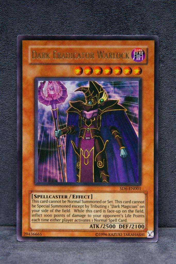 Yu-Gi-Oh! Dark Eradicator Warlock SD6 Ultra Rare, Hobby en Vrije tijd, Verzamelkaartspellen | Yu-gi-Oh!, Gebruikt, Losse kaart