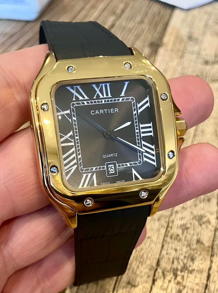 Cartier Santos, Overige merken, Overige materialen, Leer, Polshorloge