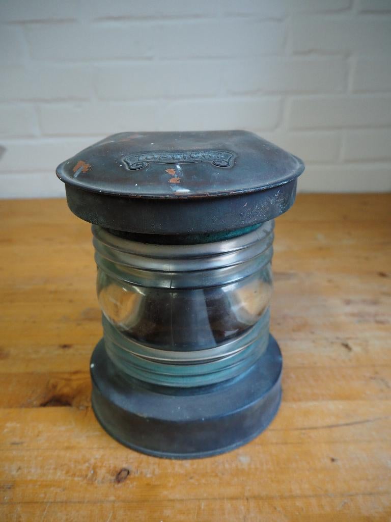 Vintage koperen nautische scheepslamp (ankerlicht), Ophalen of Verzenden, Gebruikt