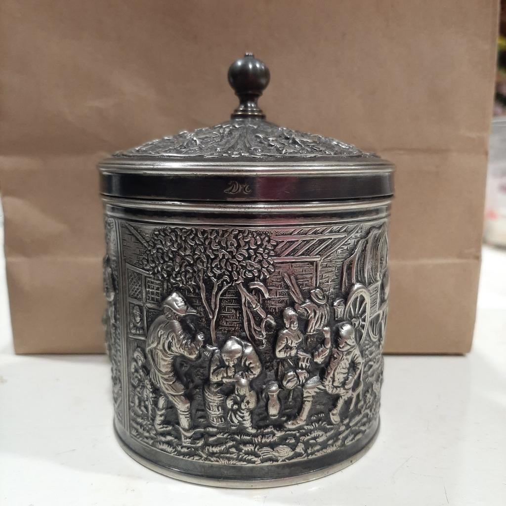 Vintage verzilverde theebus van Douwe Egberts, Ophalen of Verzenden