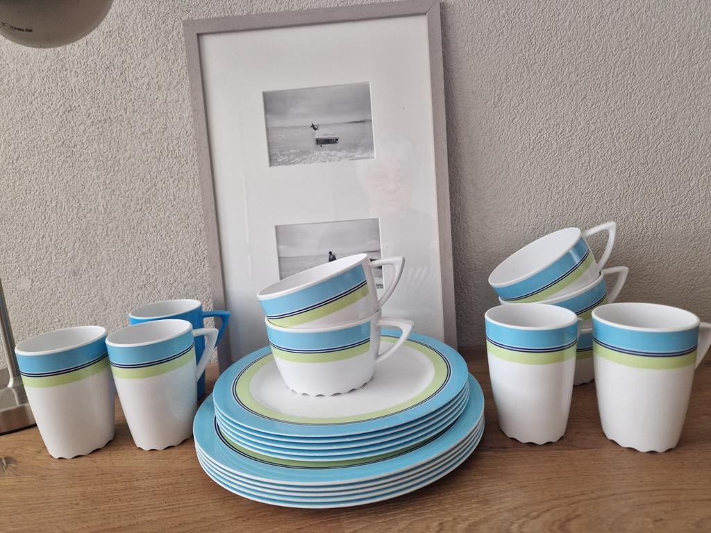 Mepal wave servies blauw/ groen 5 pers, Ophalen of Verzenden