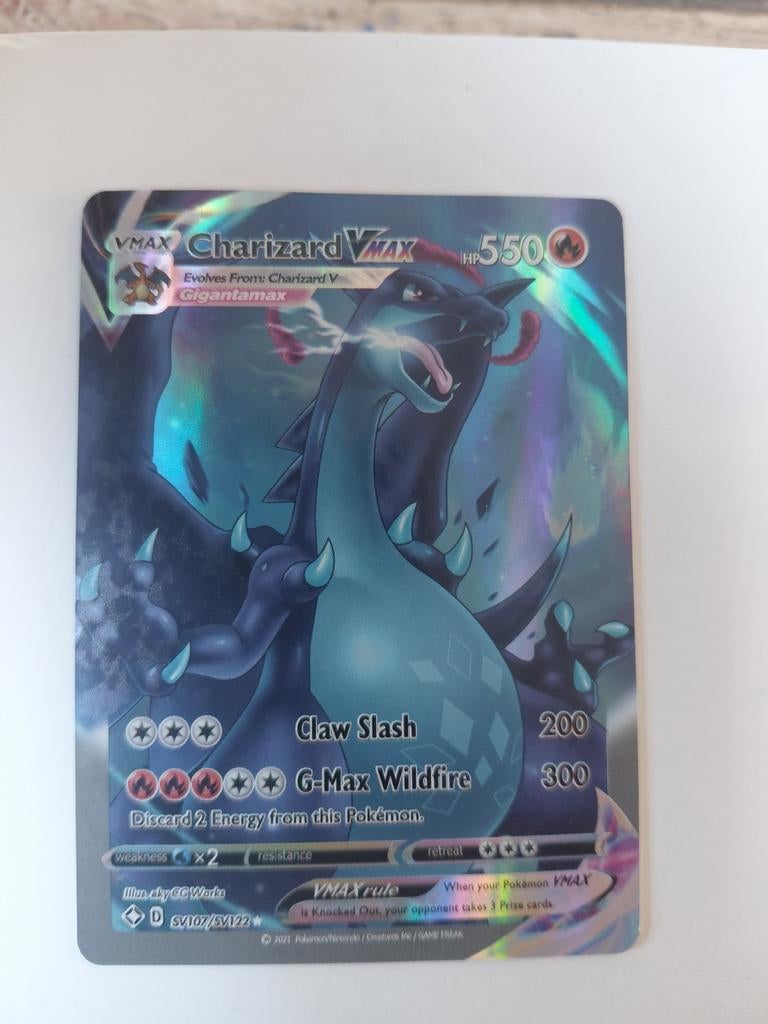 Charizard VMAX SV107/SV122 Shiny Pokémon Kaart, Ophalen of Verzenden, Zo goed als nieuw, Losse kaart, Foil