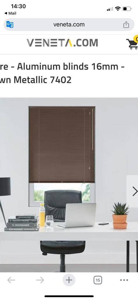 Aluminium jaloezie 16mm - Bruin Metallic, 110x198cm, Huis en Inrichting, Stoffering | Gordijnen en Lamellen, Zo goed als nieuw