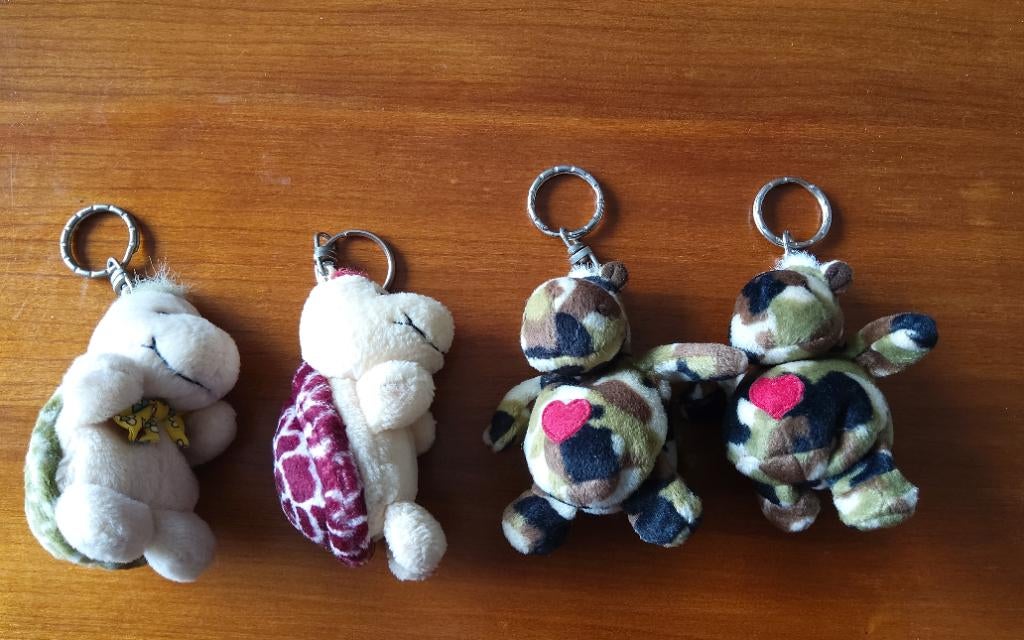 Sleutelhanger 4 x nici schildpad, nijlpaard knuffel, Verzamelen, Sleutelhangers, Ophalen, Zo goed als nieuw, Knuffel of Figuurtje