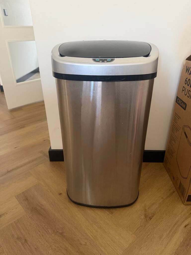 Sensor prullenbak 60L, 40 liter of meer, Ophalen of Verzenden, Zo goed als nieuw, Rvs