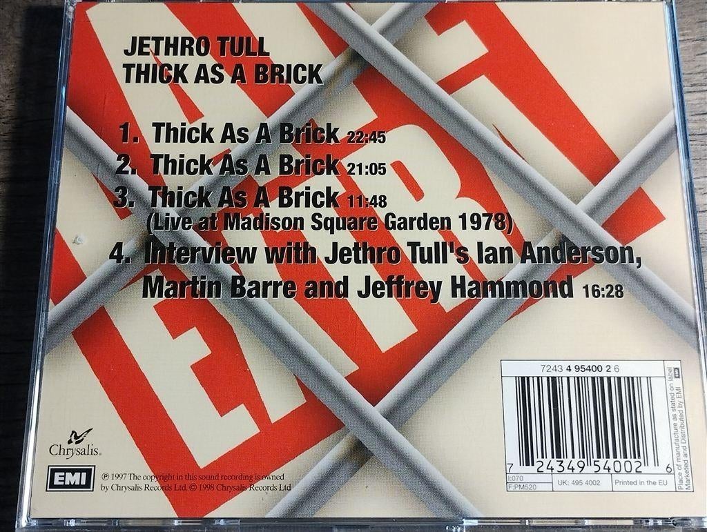 Jethro Tull ‎– Thick As A Brick [Remastered], Ophalen of Verzenden, Zo goed als nieuw, Poprock