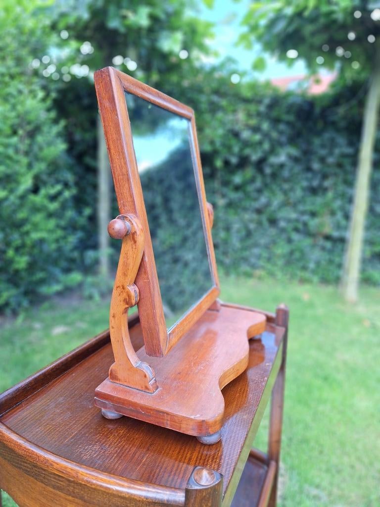 Antieke vintage kaptafel spiegel, spiegeltje Engelse spiegel, Huis en Inrichting, Tafels | Kaptafels, Vintage, Gebruikt, Vintage