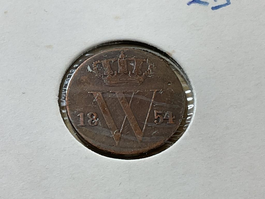Nederland halve cent 1854, Postzegels en Munten, Munten | Nederland, Ophalen of Verzenden, Koning Willem III, Overige waardes