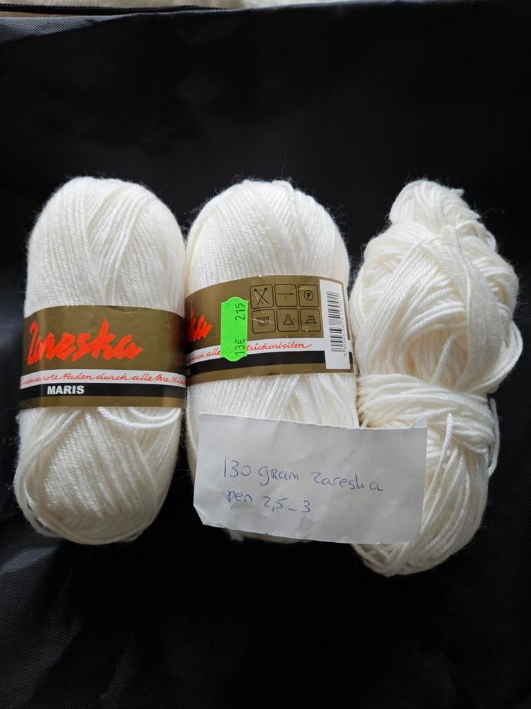 Zareska Witte breigaren 130 gram, Ophalen of Verzenden, Nieuw, Breien of Haken, Wol of Garen