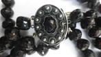 Antiek dubbel snoer grote Granaten Collier Zilveren Slot, Verzenden, Zilver, Ketting, Met edelsteen