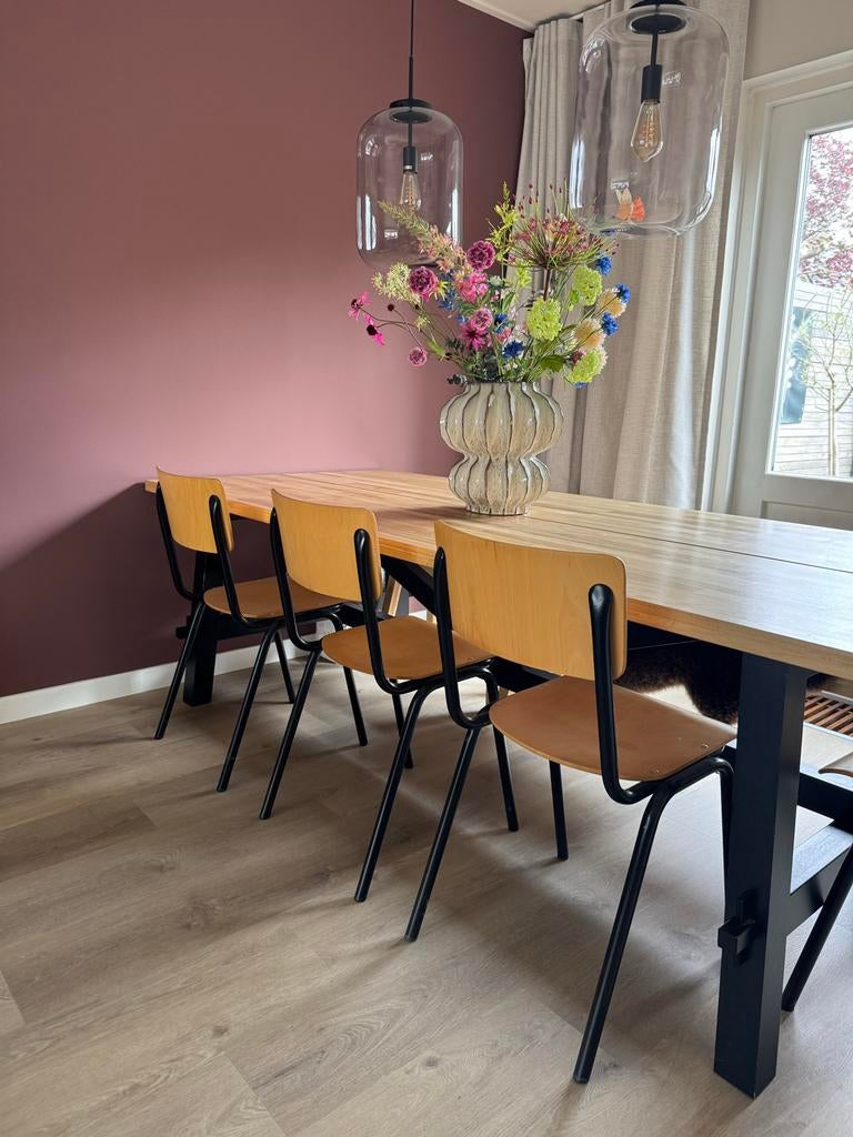 Vintage / retro schoolstoelen 4 stuks, Ophalen, Gebruikt, Zwart, Vier