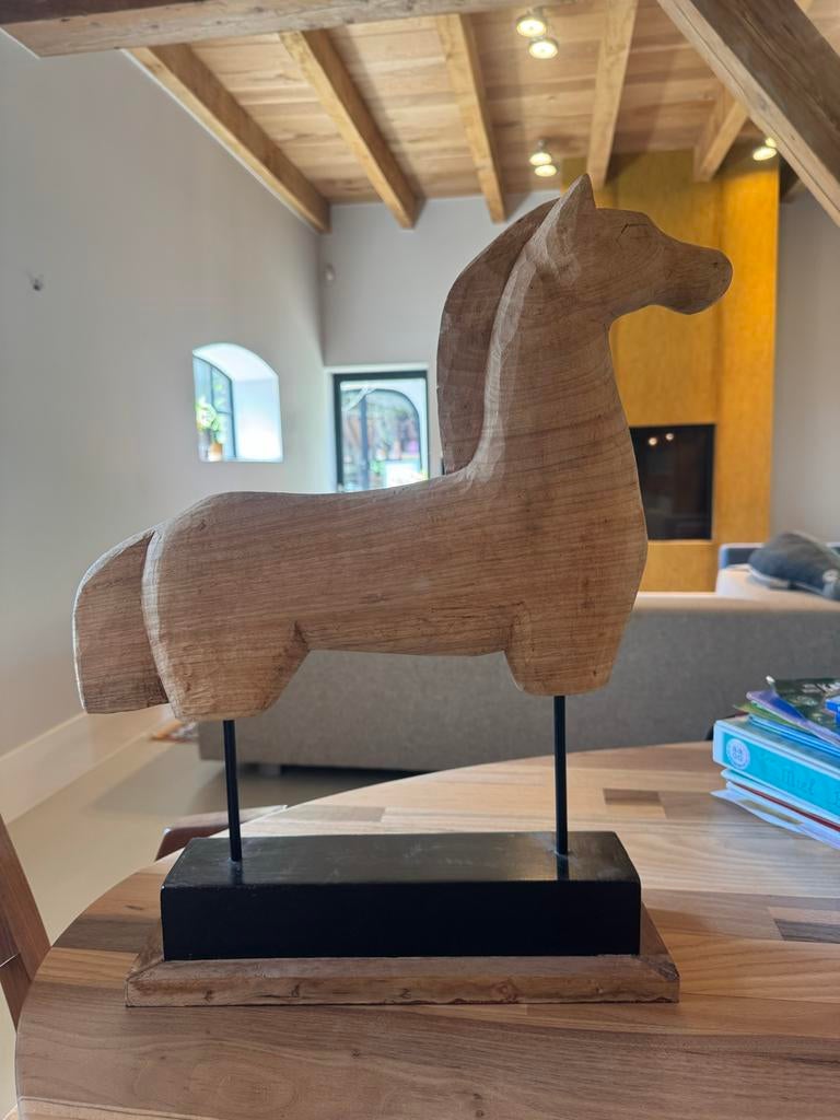 Decoratief houten paard - 56 cm hoog, 44 cm breed, Huis en Inrichting, Woonaccessoires | Overige, Hout, Ophalen of Verzenden, Nvt