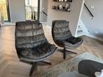 2x DYYK Kameraad draaifauteuil, grijs leer, zgan, Minder dan 75 cm, Leer, Ophalen of Verzenden, Zo goed als nieuw