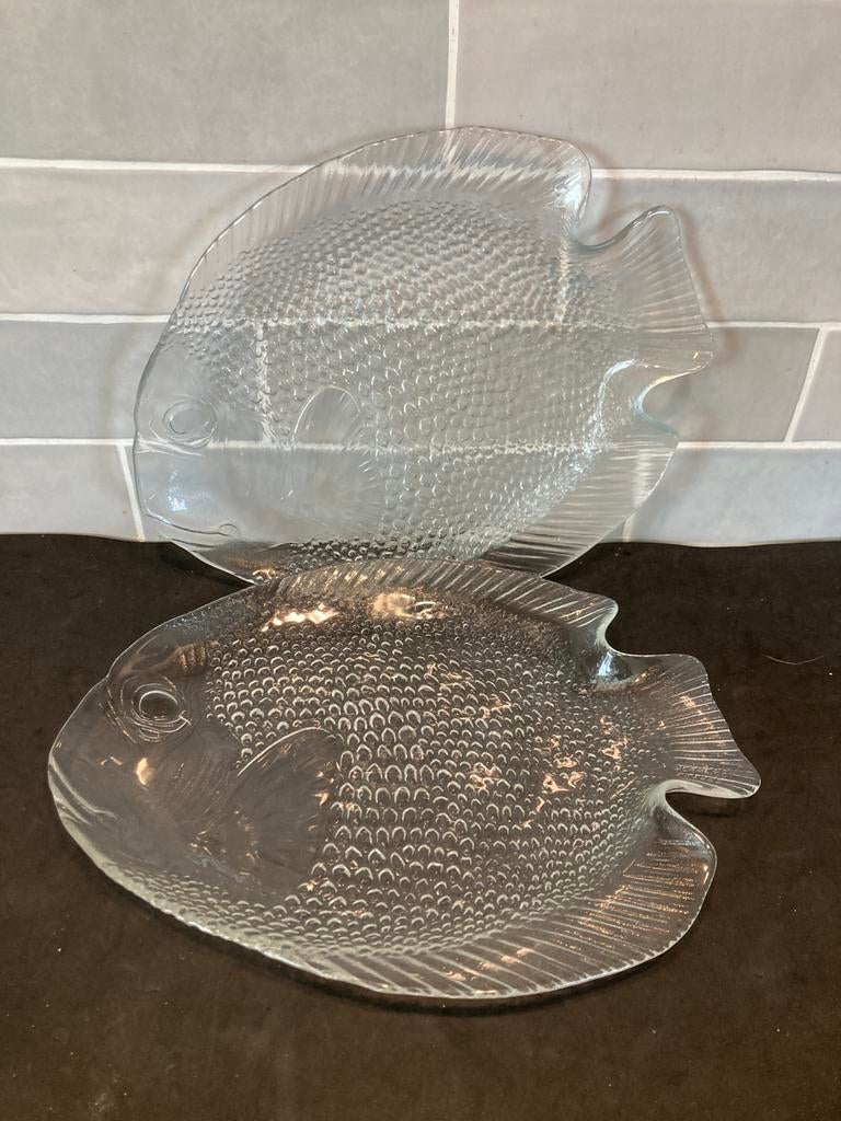 Vintage glazen visschaal, 26cm (210326c), Huis en Inrichting, Keuken | Servies, Glas of Glazen, Ophalen of Verzenden, Overige stijlen