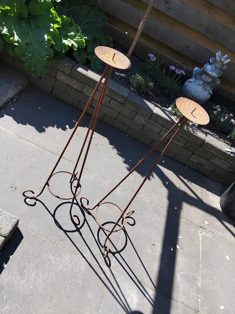 2 ijzeren frames voor bloemschikken / kaarsenstandaard, Ophalen, Gebruikt, Kandelaar, Metaal