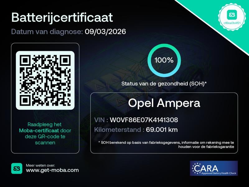 Opel Ampera-E Business executive 60 kWh NL-auto dec. 2019, Auto's, Opel, Gebruikt, 380 km, Grijs, 204 pk