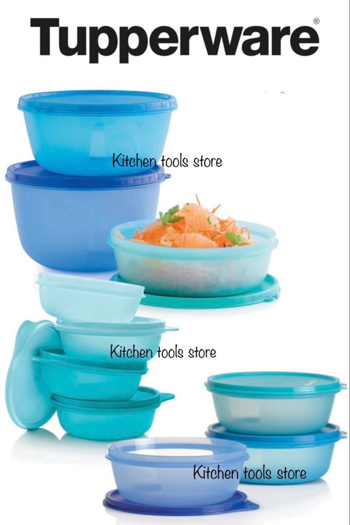Tupperware 10-delige Ruimtekommen Set - Blauw/Turquoise, Huis en Inrichting, Keuken | Tupperware, Ophalen of Verzenden, Nieuw