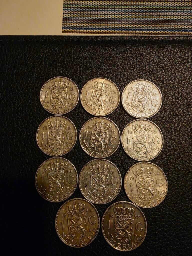 11 zilveren munten van één gulden, Postzegels en Munten, Munten | Nederland, Ophalen of Verzenden, Koningin Beatrix