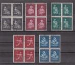 Nederland NVPH nr. 423-427 Gestempeld in blokken van vier, Ophalen of Verzenden, Na 1940, Gestempeld