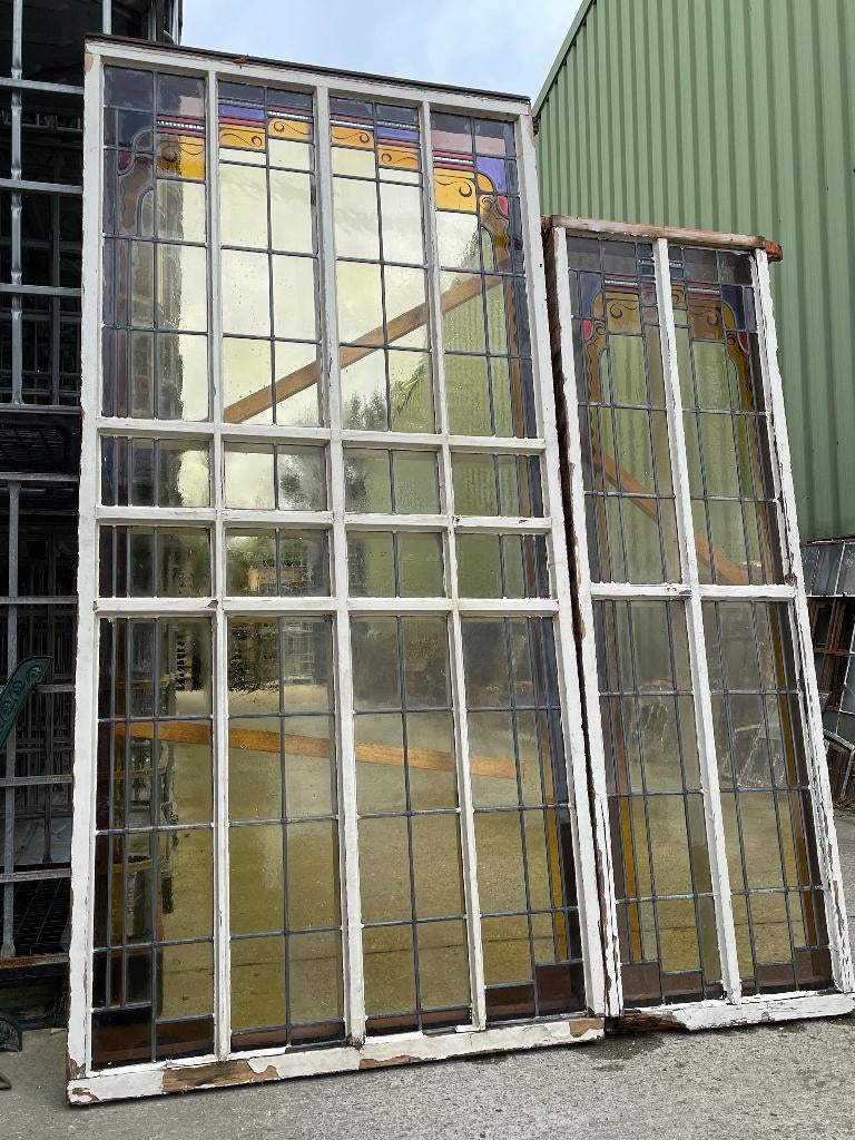 2 glas in lood ramen 212x102cm & 181x57cm., Ophalen