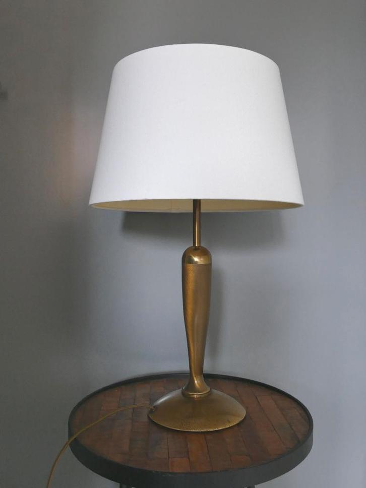 De Lijster Lampen messing tafellamp, Huis en Inrichting, Lampen | Tafellampen, Zo goed als nieuw, 50 tot 75 cm, Metaal, Stof, Ophalen of Verzenden