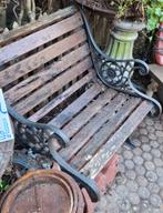 Gietijzeren tuinstoel/banksteunen zijkanten met stabiliteisv, Ophalen of Verzenden, Gebruikt, Metaal