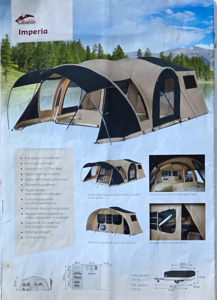 Cabanon Imperia Basic Vouwwagen (2017) - Zonder keuken, Ophalen, Tot en met 5