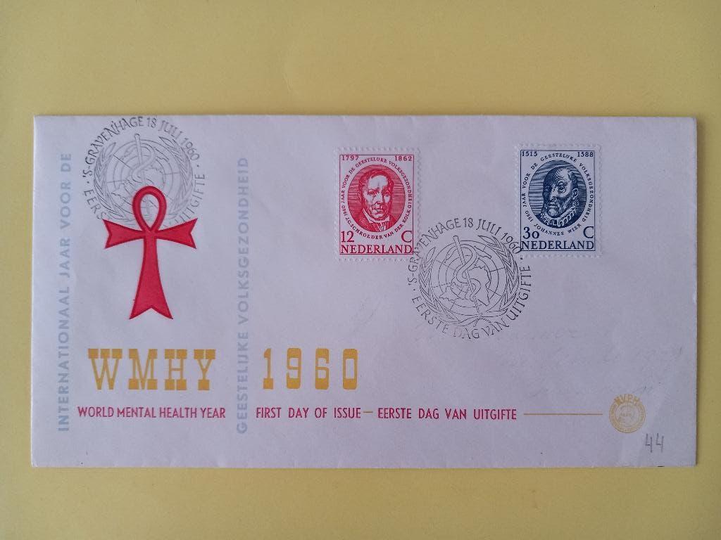 1960 Volksgezondheid FDC E44 met open klep e1, Postzegels en Munten, Verzenden, Beschreven, Nederland